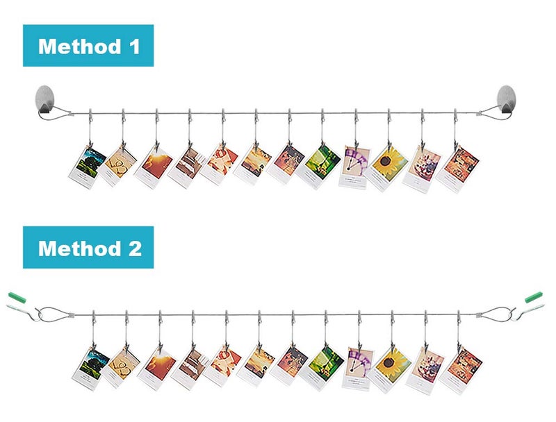 MOUNTAIN_ARK 6 Pack 5 ft Steel Wall Hanging Photo Display String Wire Cable with Adjustable Alligator Clip, for Hanging Picture Kids Art Crafts Note - Image 2